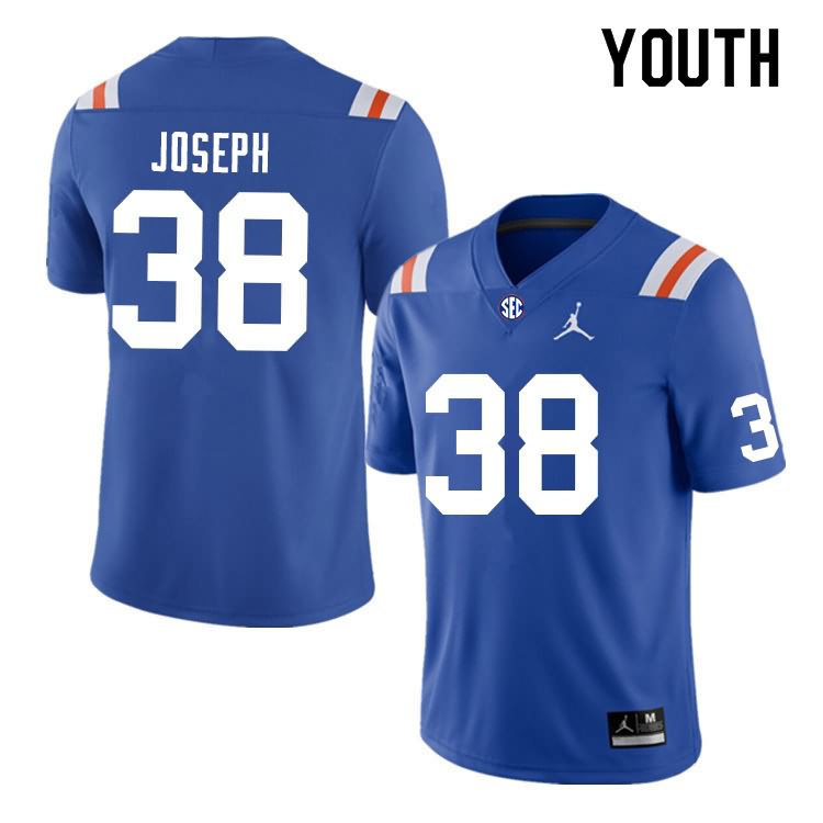 Youth NCAA Florida Gators Carlson Joseph #38 Stitched Authentic Nike Blue Throwback College Football Jersey IKO3165XM